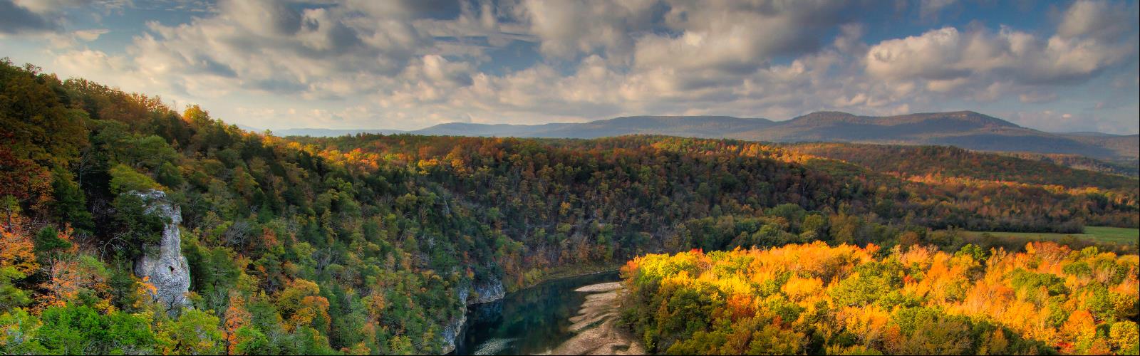 Hiking in Arkansas - natural landscape  sky outdoor mountain landscape tree autumn cloud plant fall nature flower clouds lake cloudy lush distance day highland