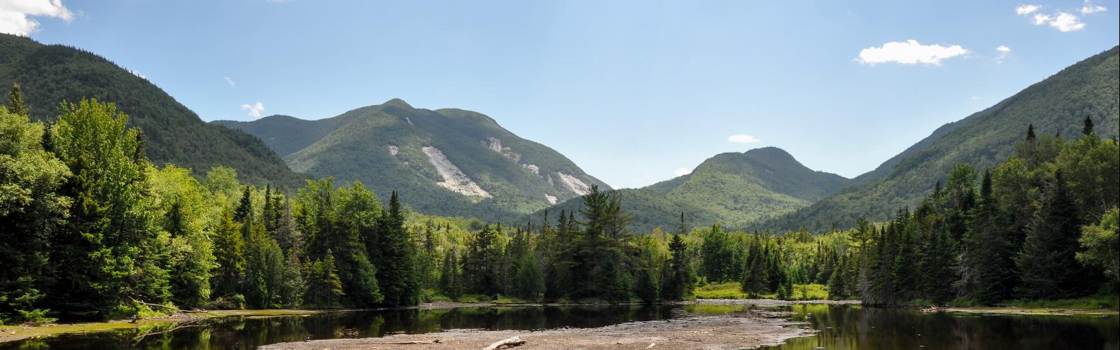 Randonnée au New York - paysage naturel  mountain outdoor sky tree nature water landscape plant lake wilderness pasture cattle surrounded lush hillside highland
