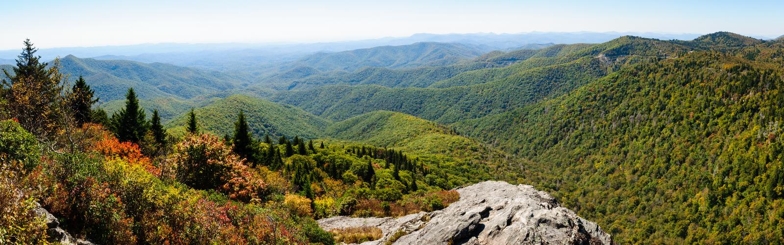 Hiking in North Carolina - natural landscape  mountain outdoor nature tree landscape sky plant hill hillside green lush grassy surrounded highland field land