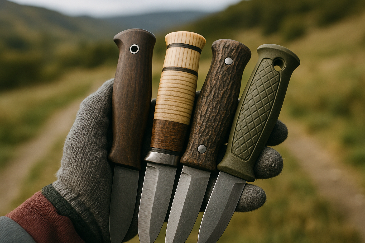 knife handles grip hand hiking gloves