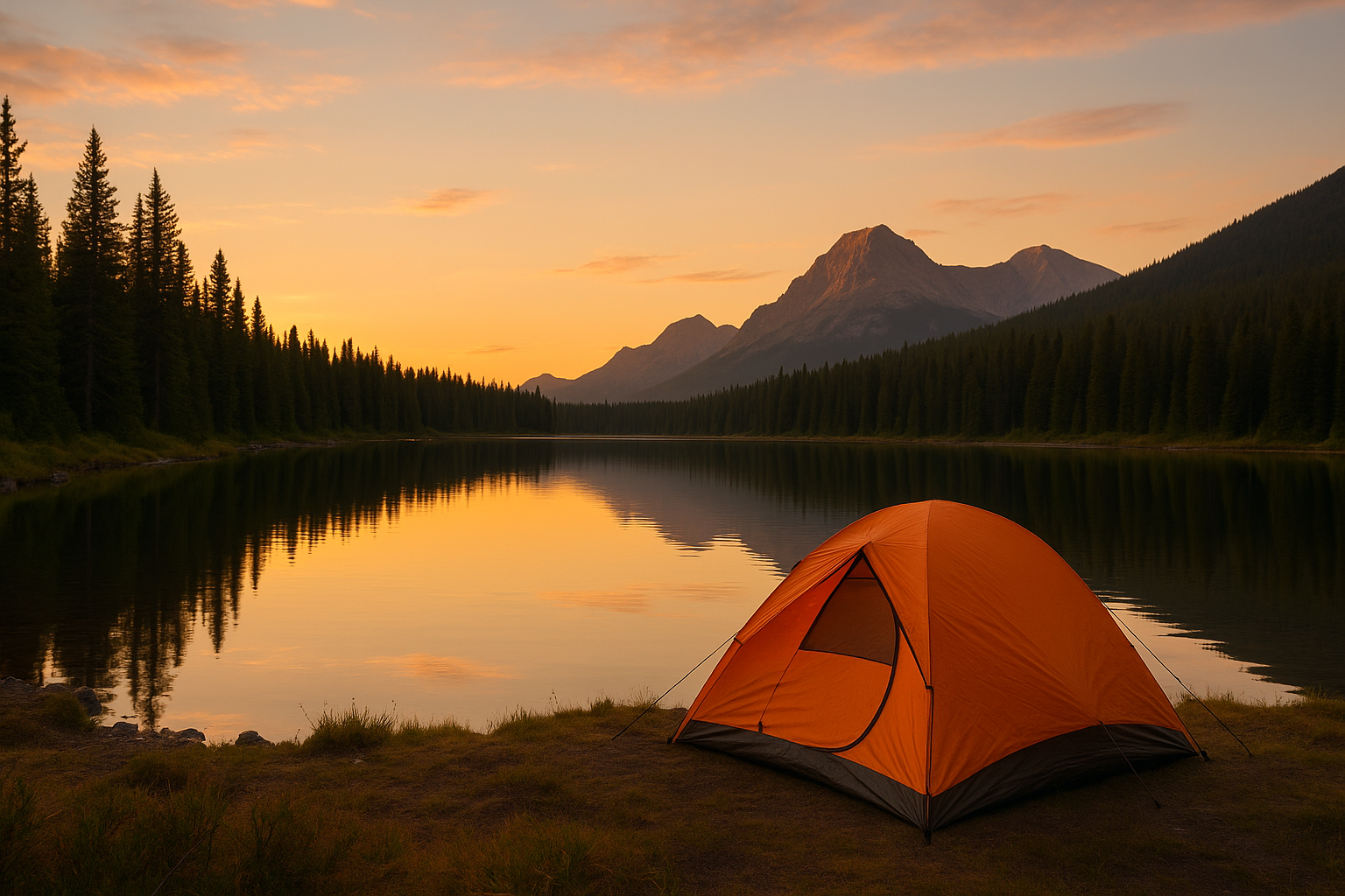 camping débutant lac coucher soleil Québec