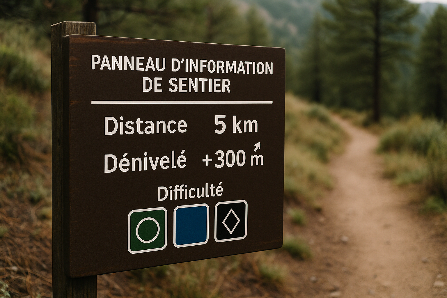 trail sign distance elevation difficulty