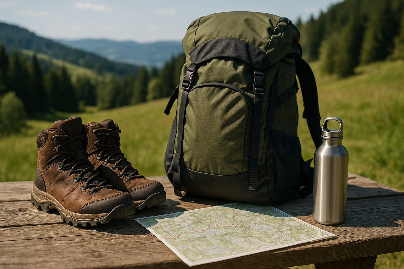 hiking equipment boots backpack preparation