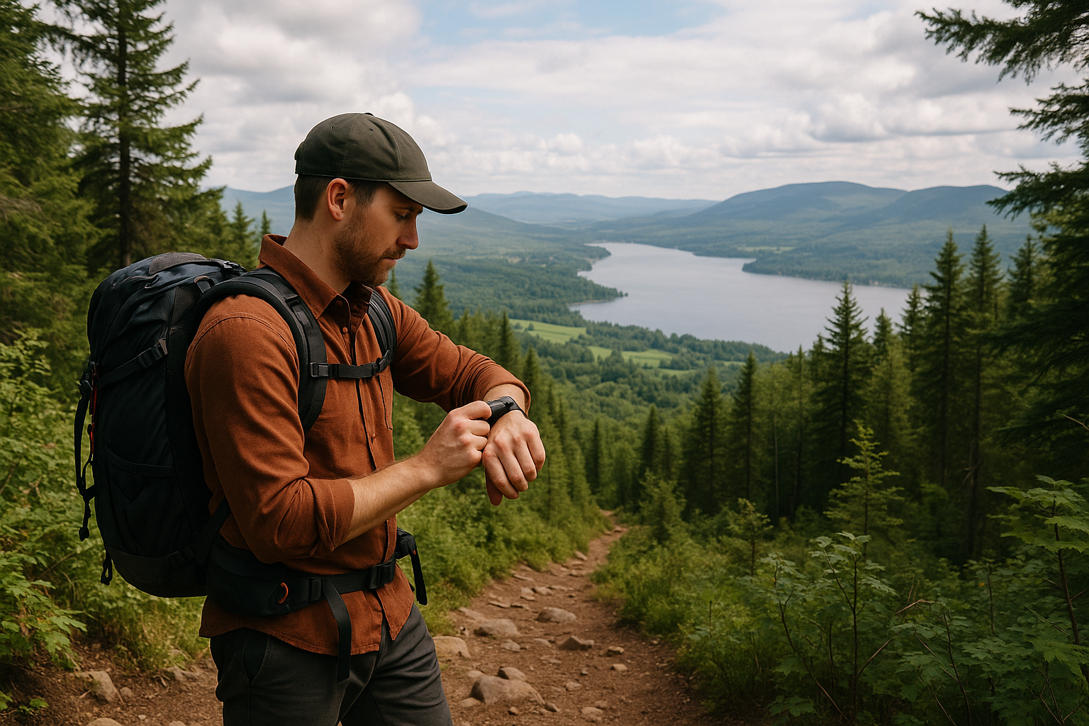 hiker time watch trail Quebec