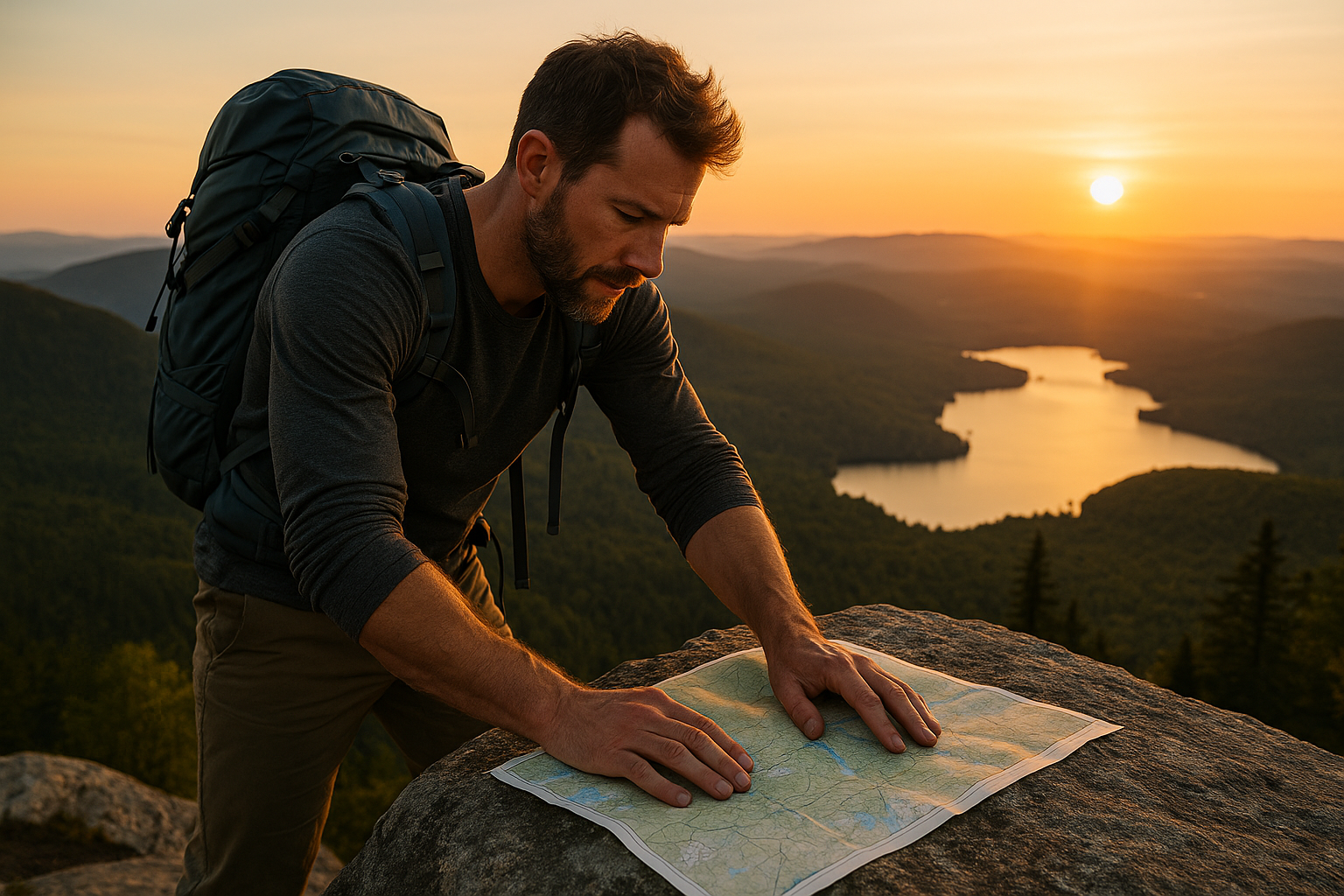 experienced hiker map Quebec mountain