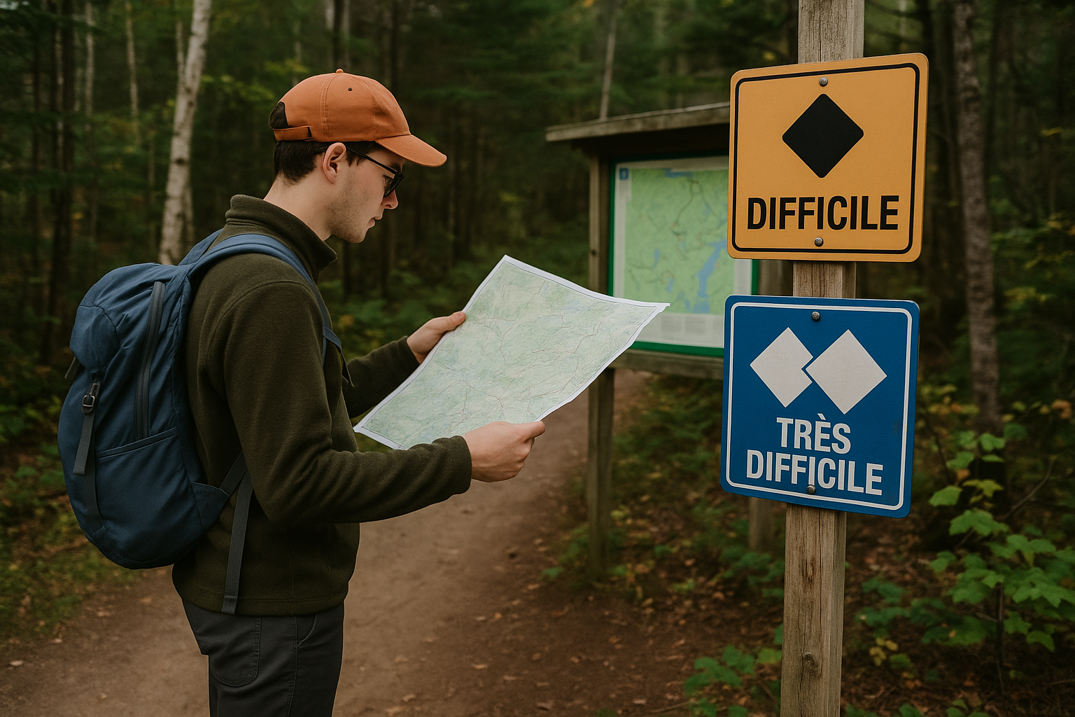 assessing hiking difficulty map trail sign
