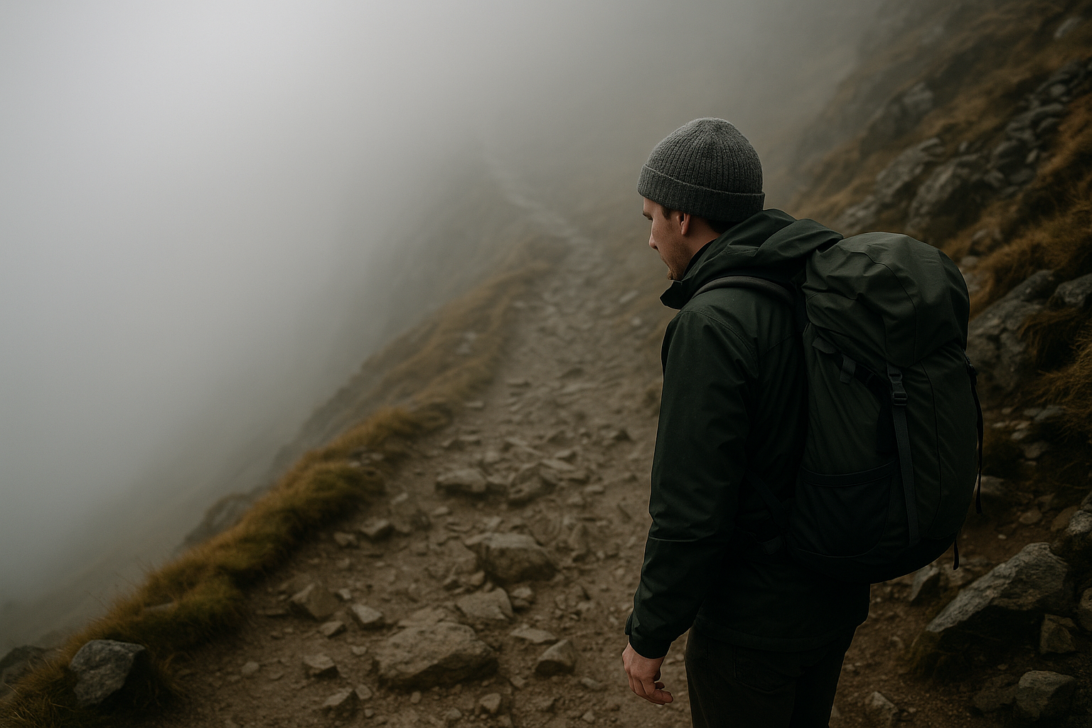 hiker hesitation difficult trail fog safety