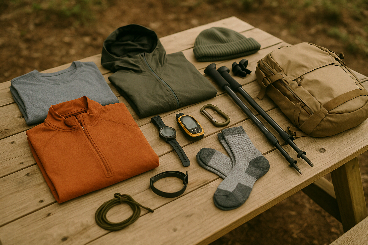 spring hiking gear clothing equipment organized