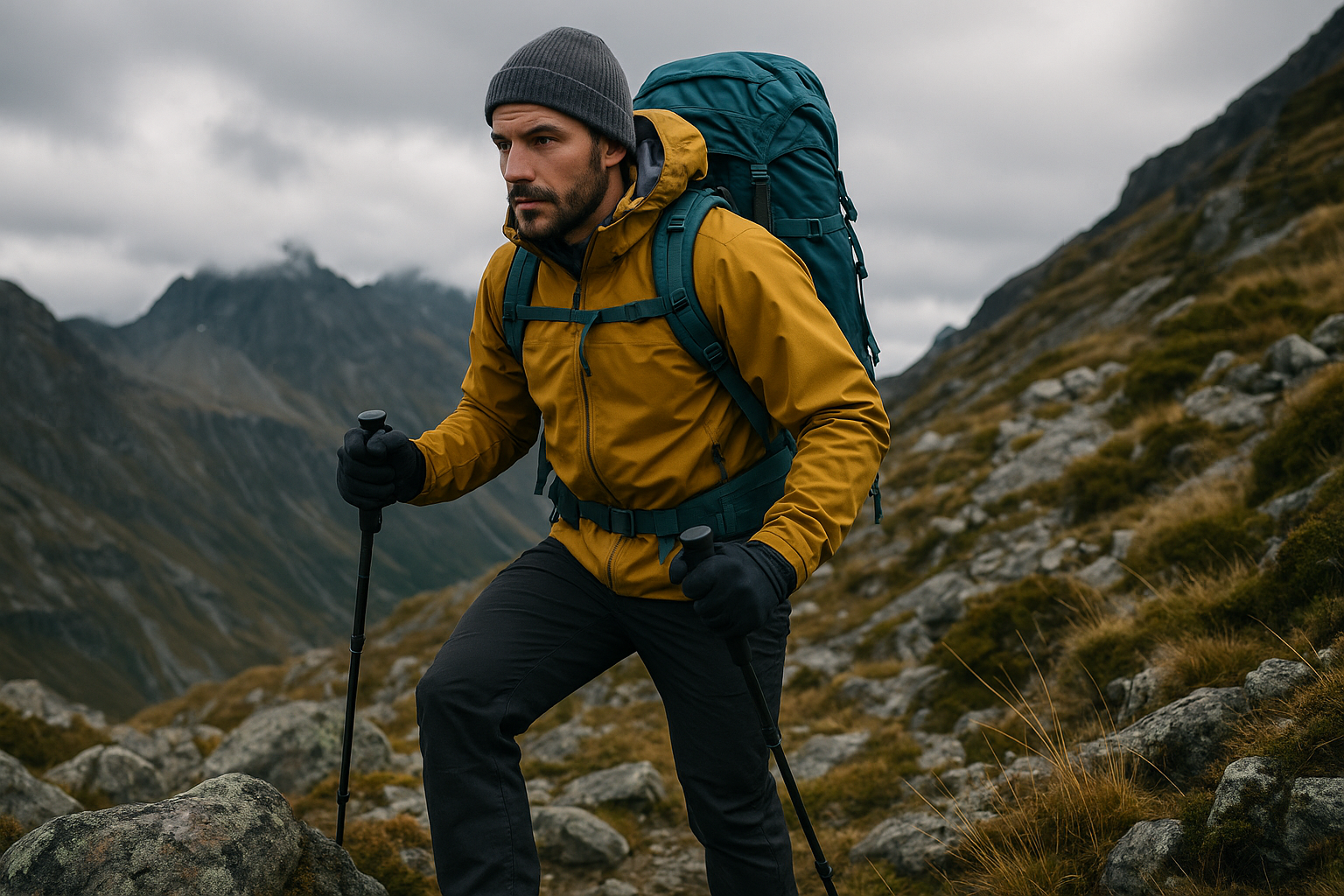 expert hiker professional equipment mountain challenge