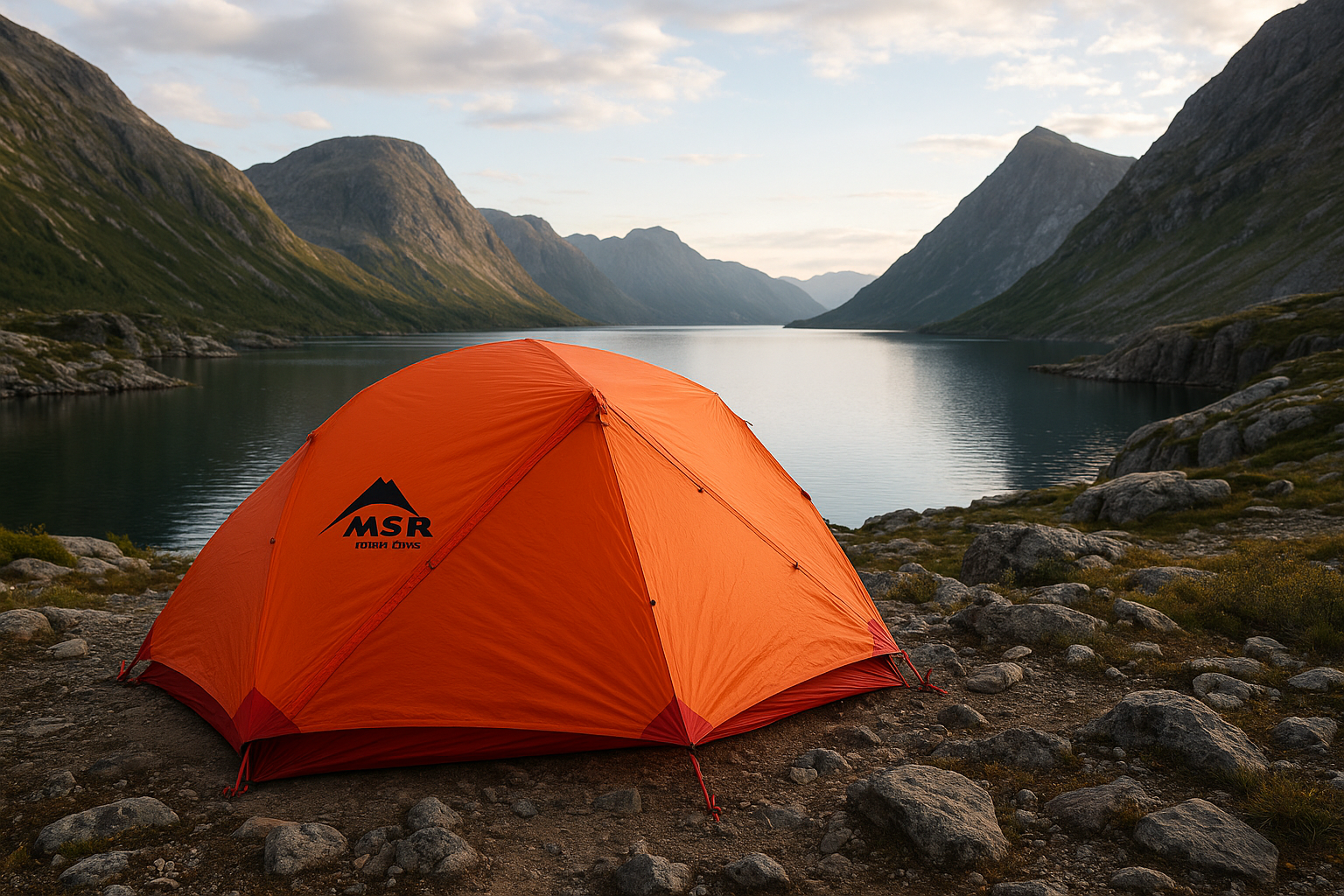 MSR Hubba Hubba tent mountain lake camping