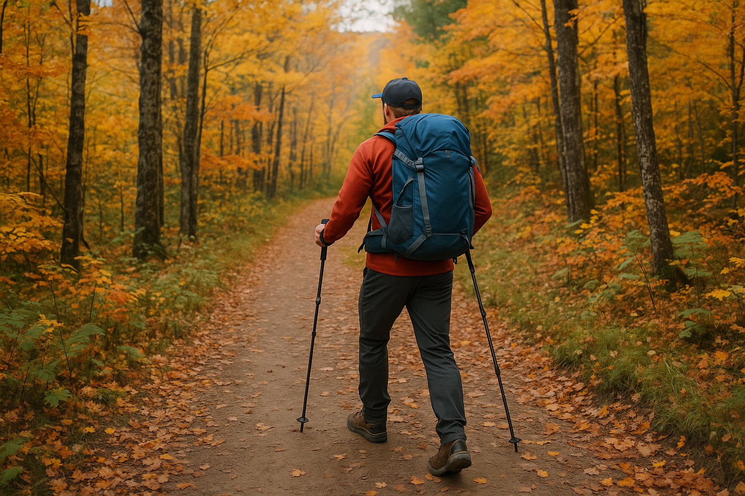 hiker training on Quebec autumn trail preparation