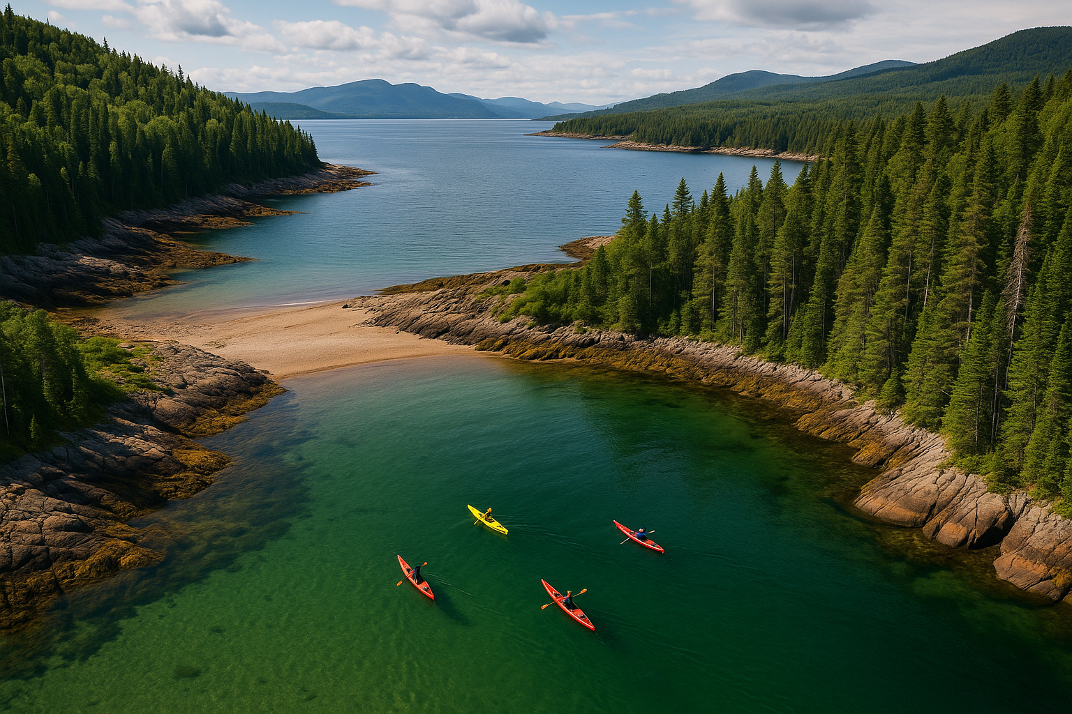 Quebec sea kayaking landscapes bay forest