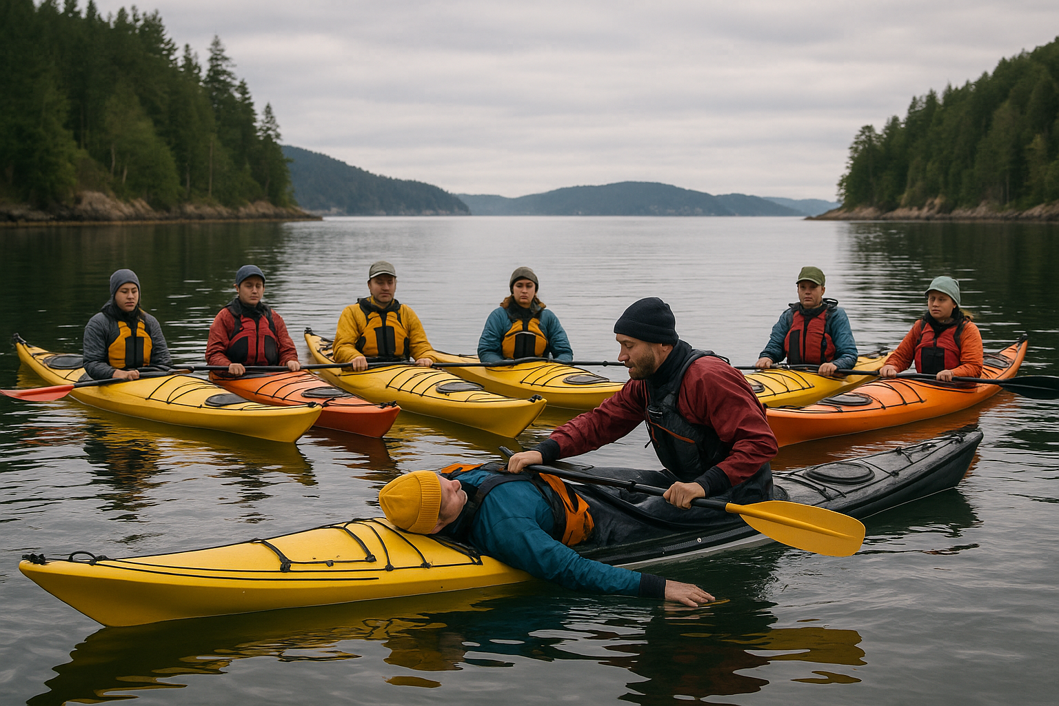 sea kayaking course group instructor rescue technique