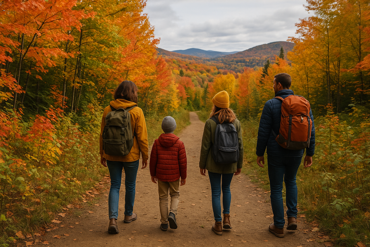 easy family hiking trail Quebec autumn