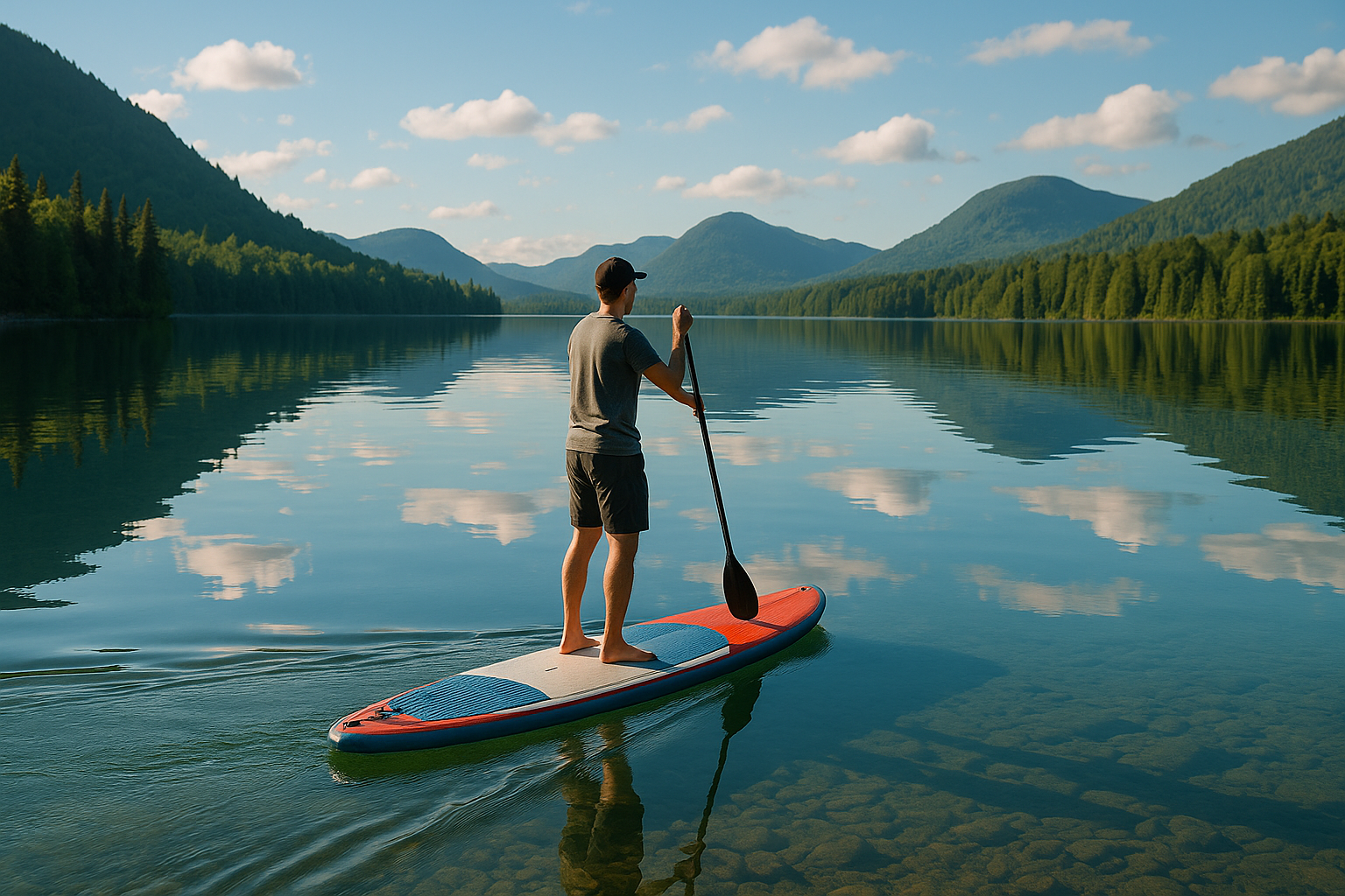 beginner stand up paddle SUP lake Quebec novice