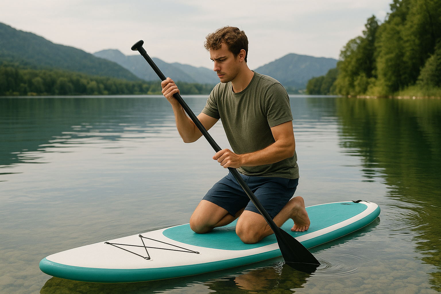 kneeling position SUP beginner learning balance