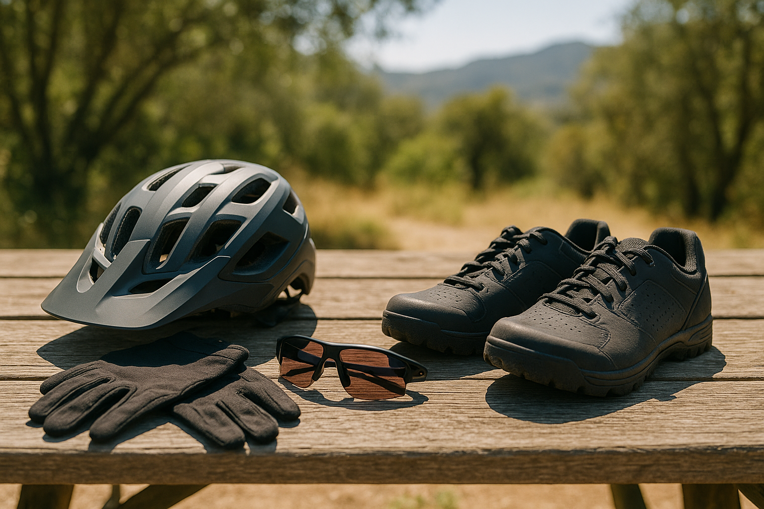 mountain bike safety equipment helmet gloves
