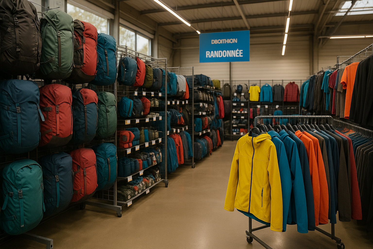 Decathlon store interior hiking equipment