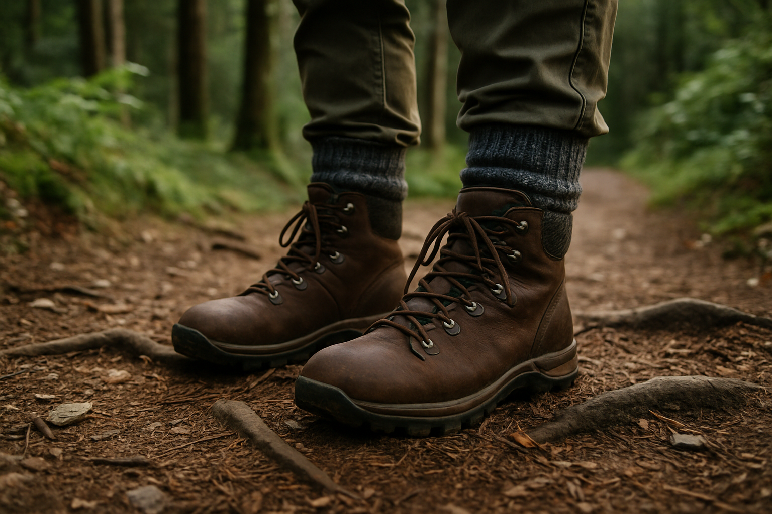 chaussettes laine bottes randonnée sentier