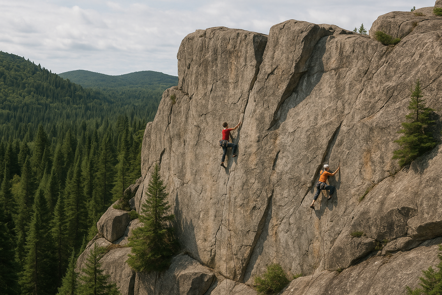 climbing Val-David granite cliffs climbers Quebec