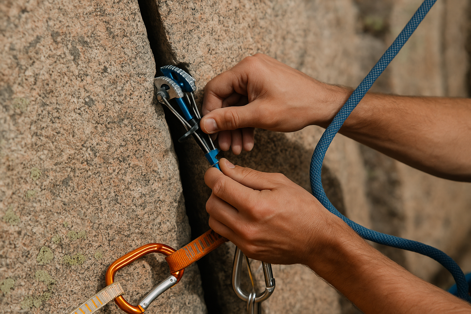 protection placement climbing cam granite crack