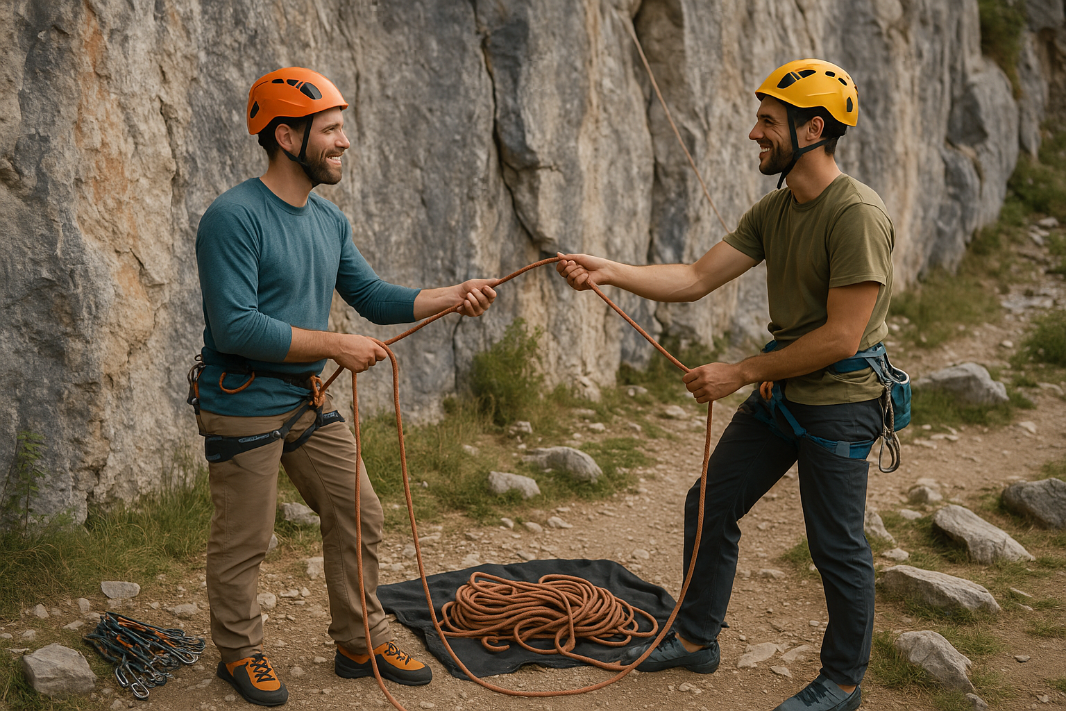 climbing partners belaying cliff equipment Quebec