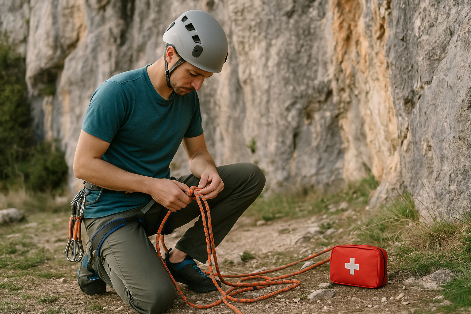 climbing safety equipment check helmet harness