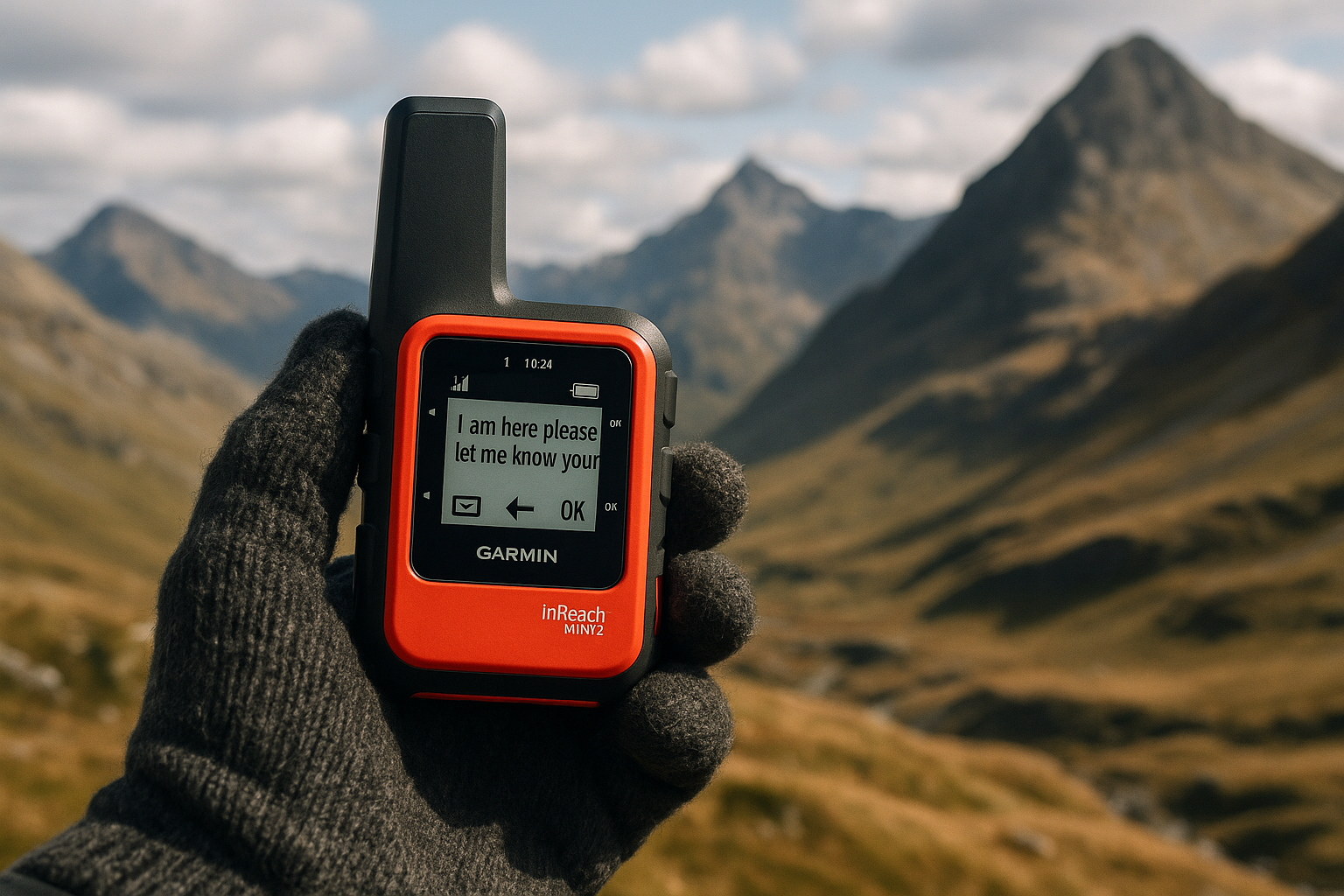 Garmin inReach Mini 2 screen message mountain