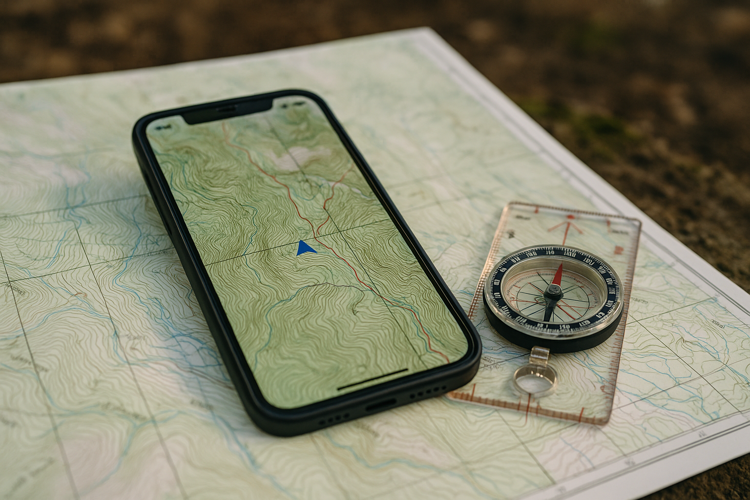 smartphone GPS navigation topographic map hiking