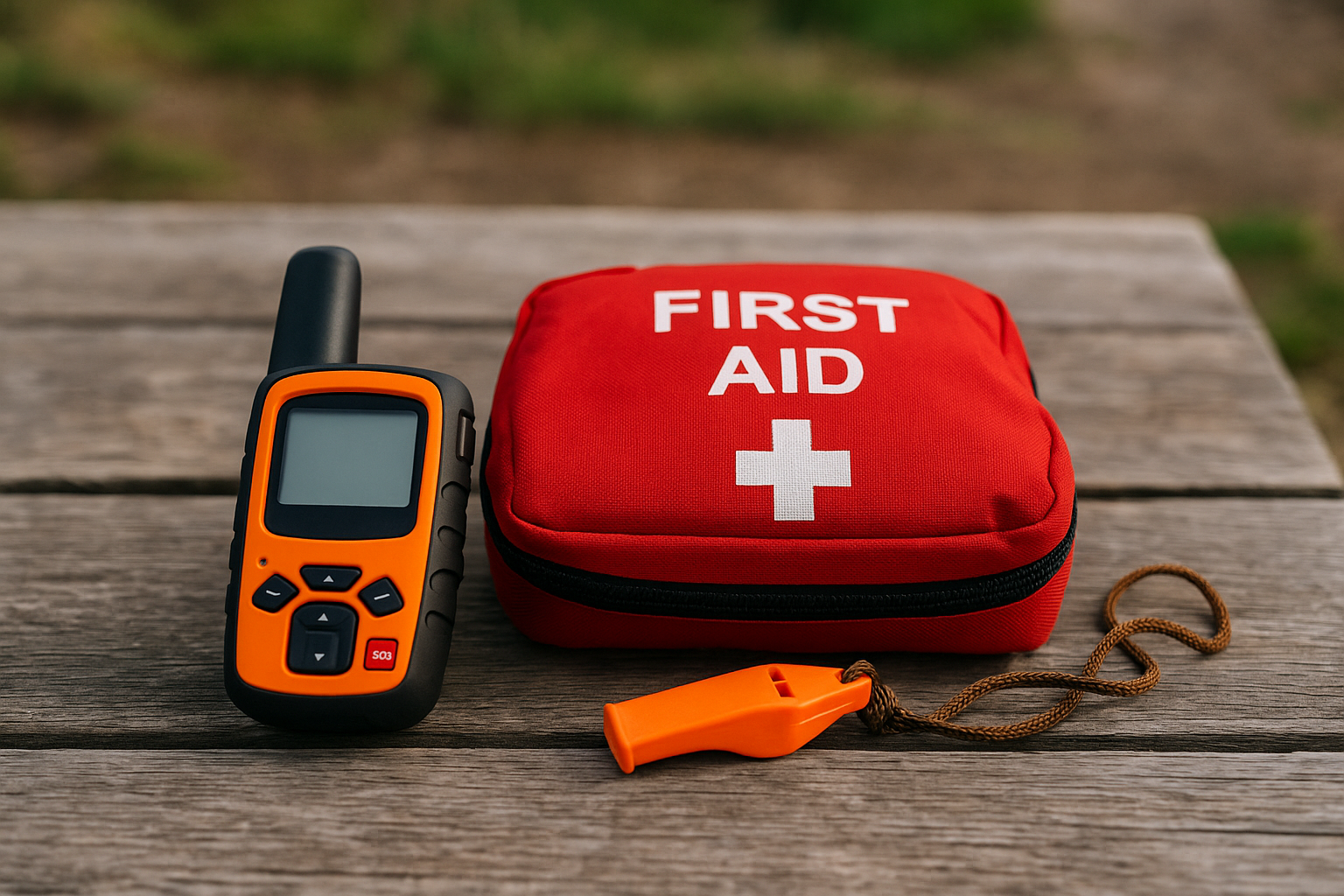 hiking safety kit satellite beacon first aid
