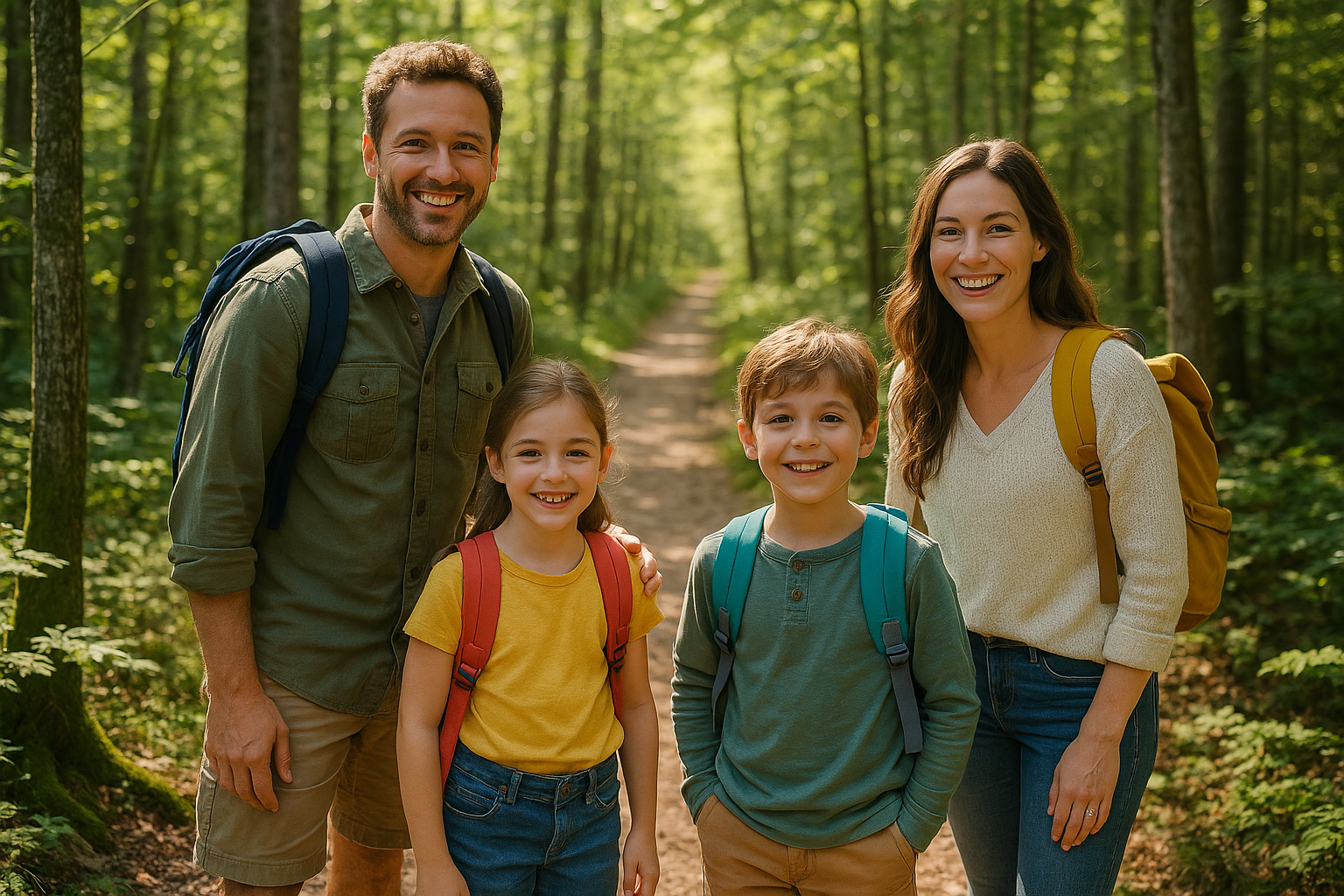 famille enfants randonnée sentier Québec