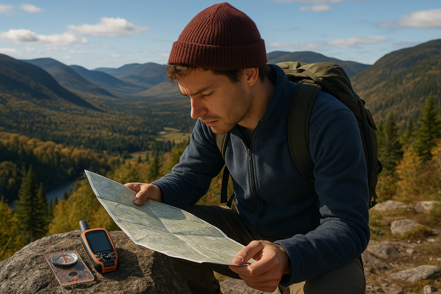 reading topographic map GPS hiking navigation