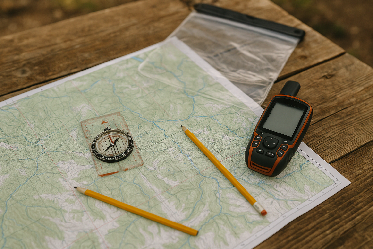 hiking navigation equipment map GPS compass