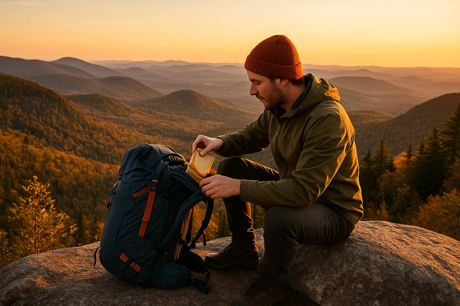 perfect hiking lunch mountain view Quebec