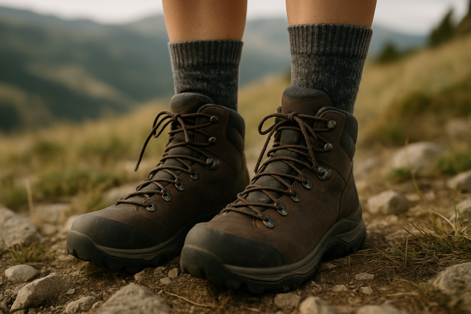 technical hiking socks boots lacing