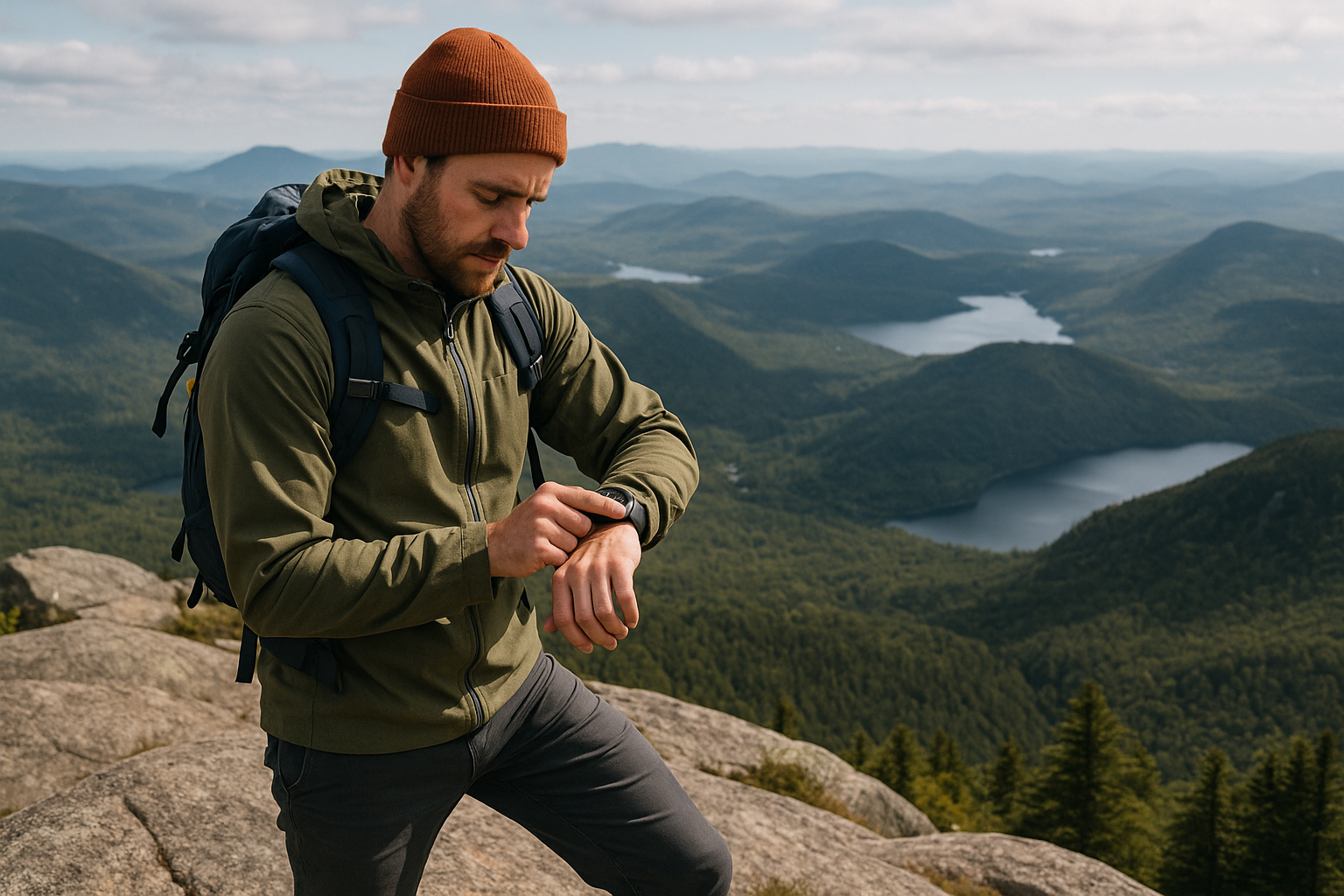 hiking GPS watch mountain summit Quebec