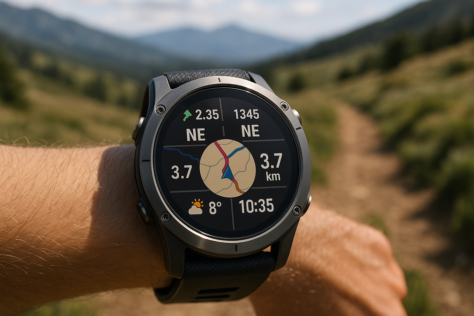 GPS watch interface navigation weather data