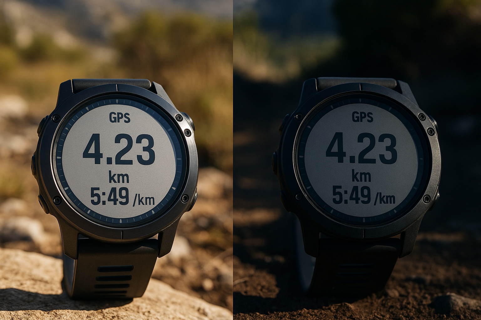 GPS watch screen readability sun shade