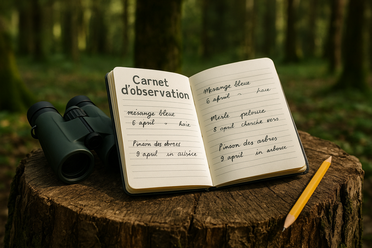 bird observation notebook field notes forest
