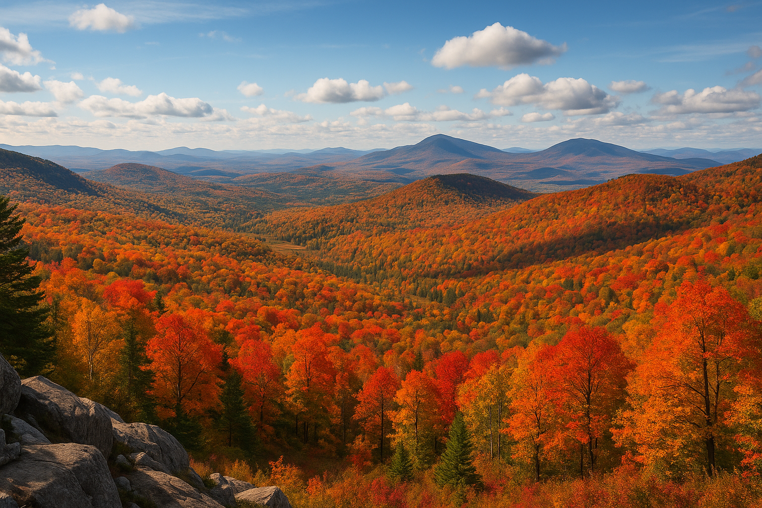 autumn panorama Estrie mountains hiking