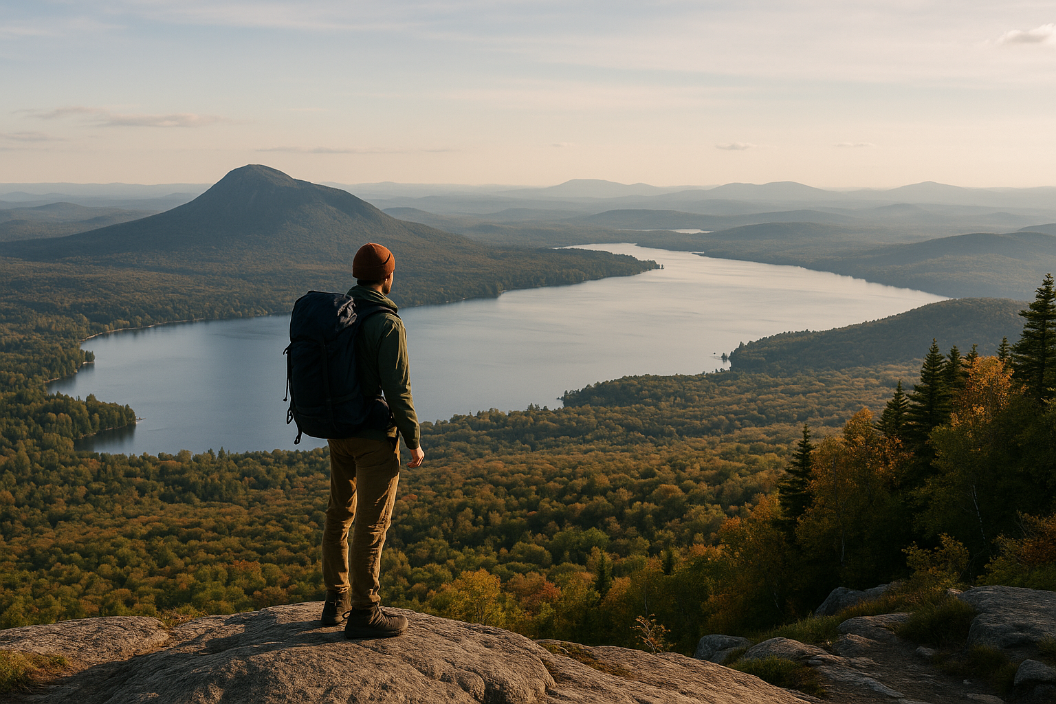 Mont Orford summit panoramic view hiker Estrie