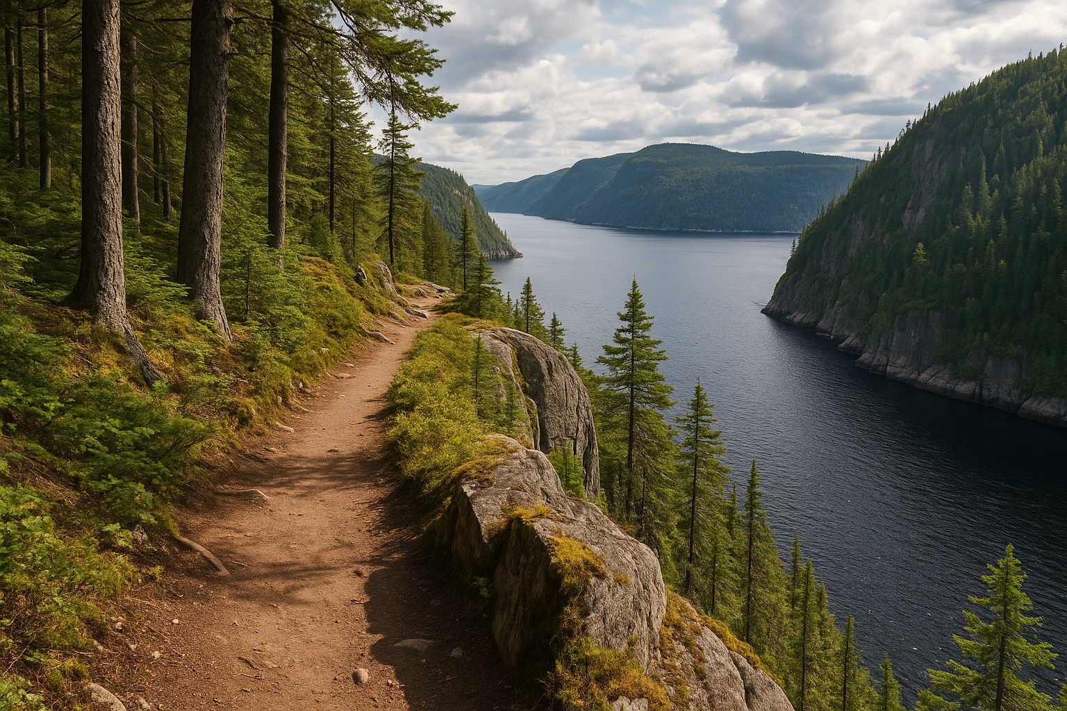 Saguenay fjord trail cliffs forest