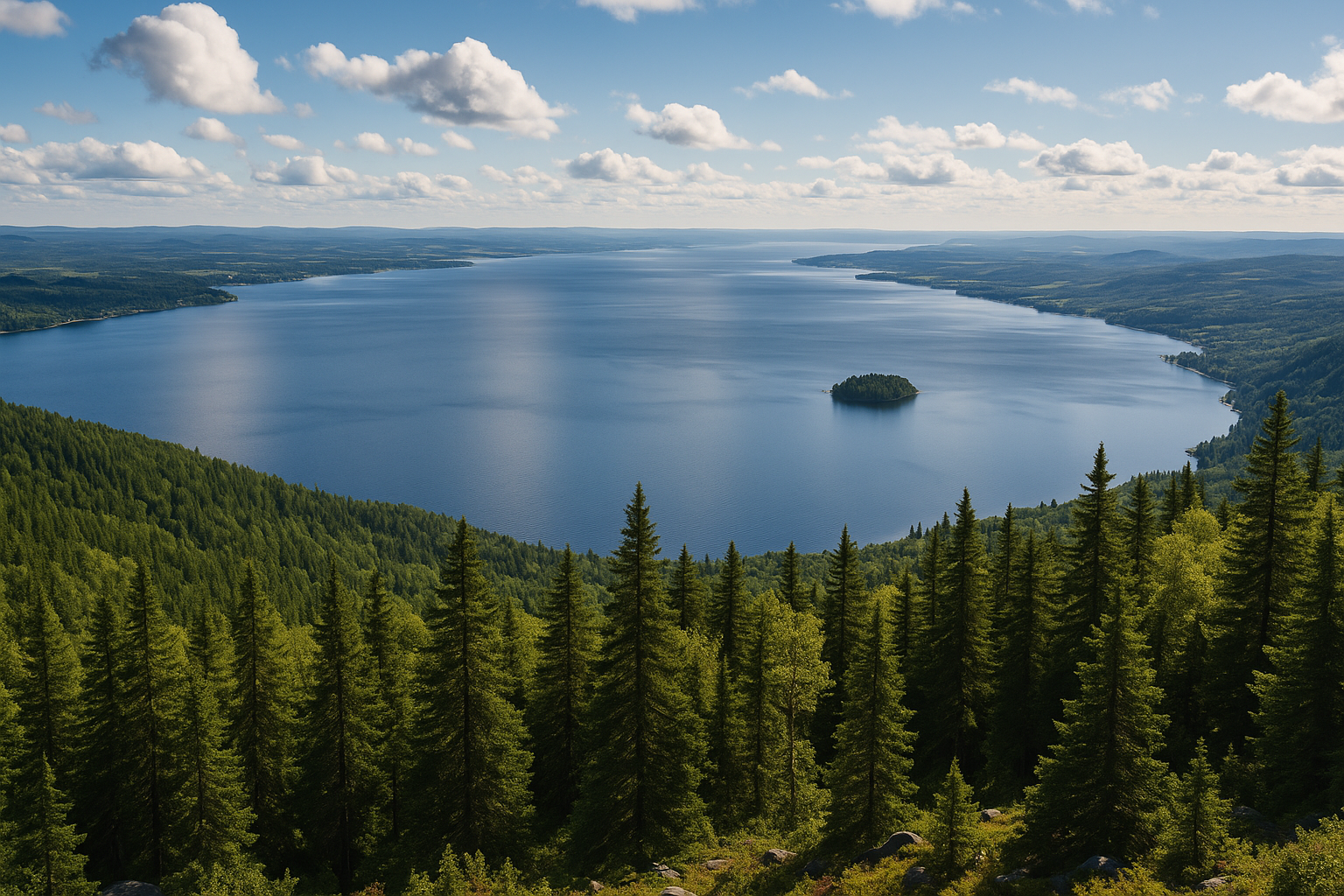 Lac Saint-Jean panoramic view mountain forest