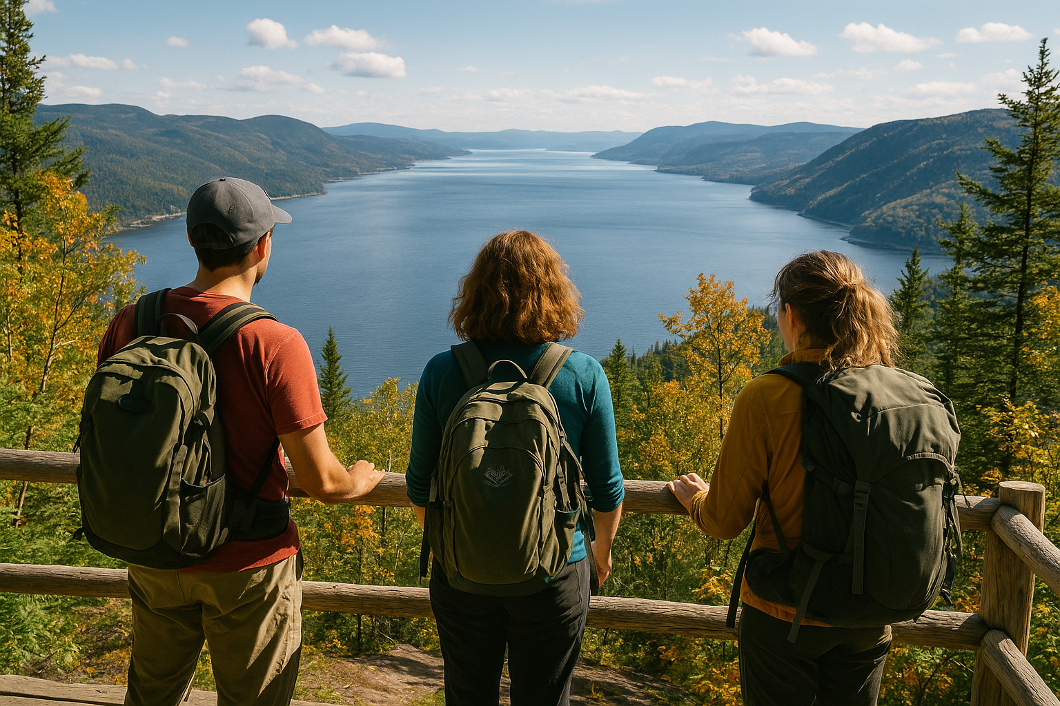 vue fleuve saint-laurent sentier des caps belvédère randonneurs