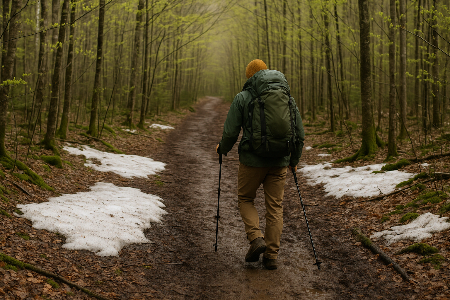 première randonnée printemps Québec sentier forestier