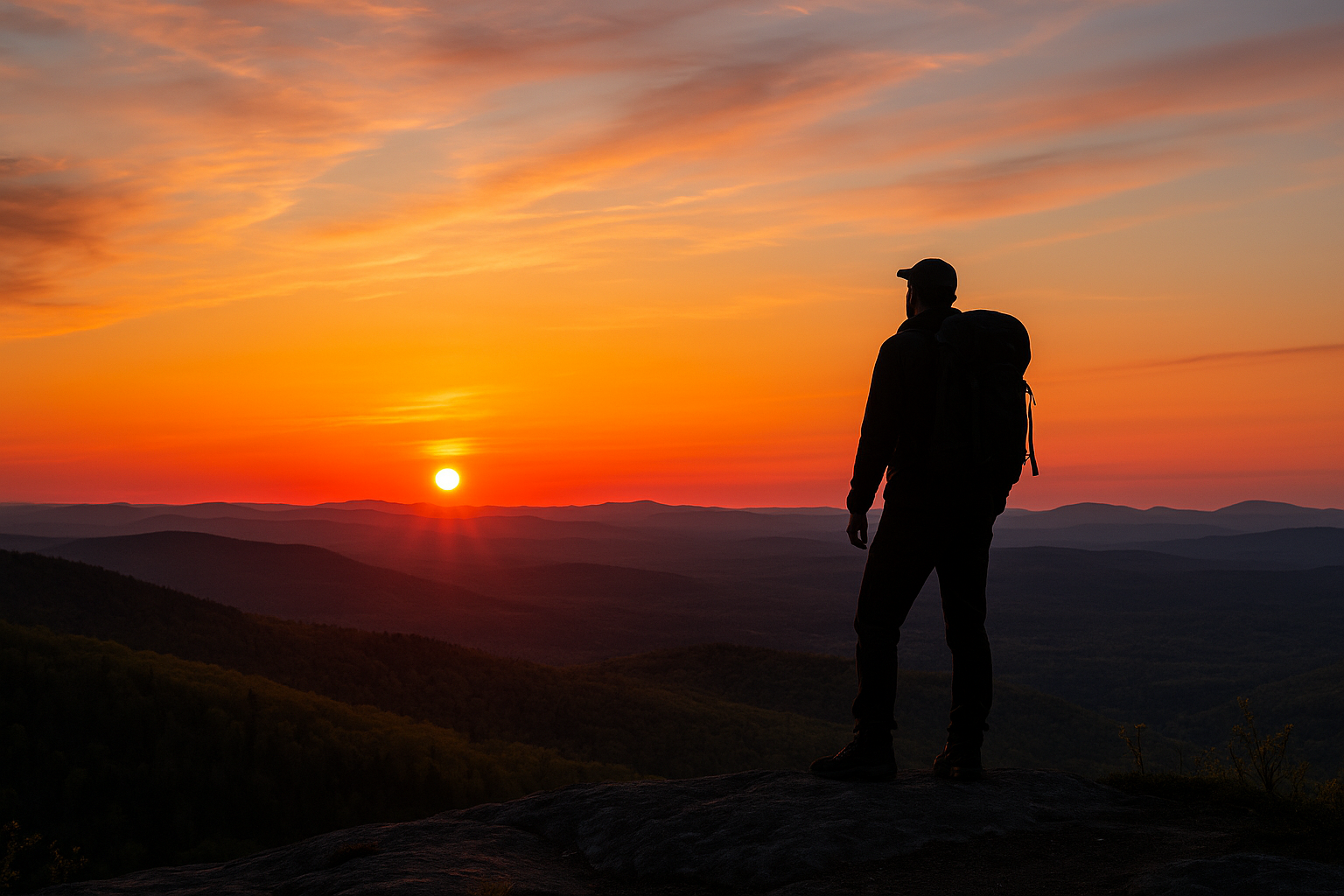 coucher soleil randonnée printemps Québec accomplissement
