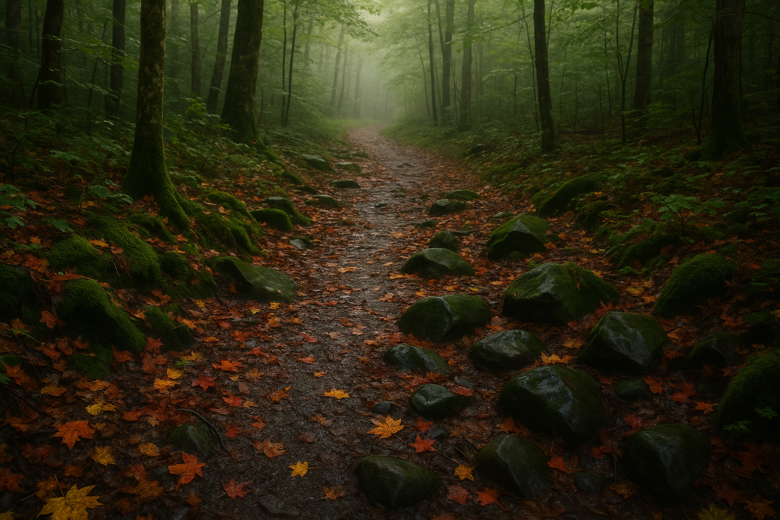 autumn trail dew humidity safety