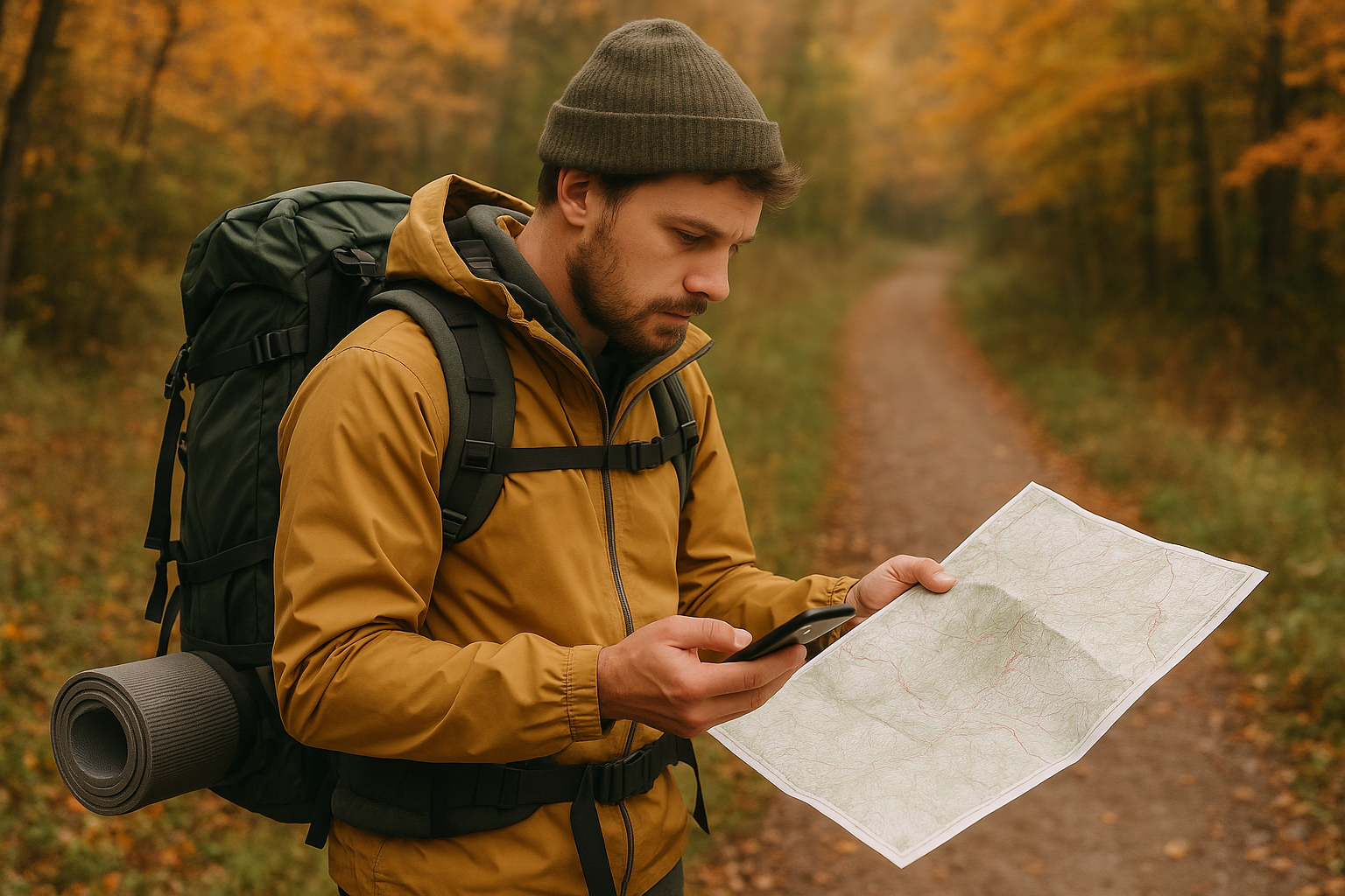 fall hiking planning map phone