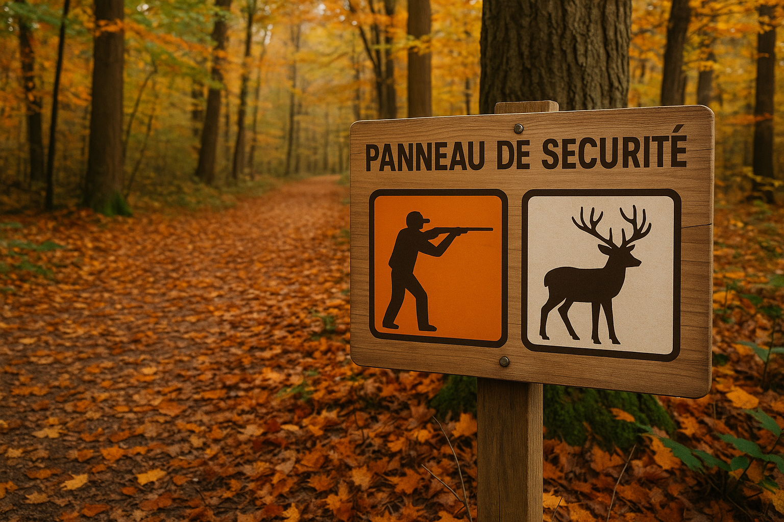 fall hiking safety sign hunting wildlife