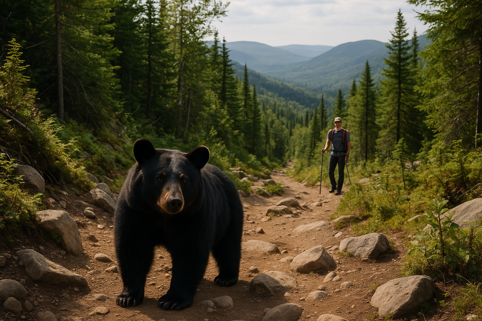 black bear hiking trail safety Quebec